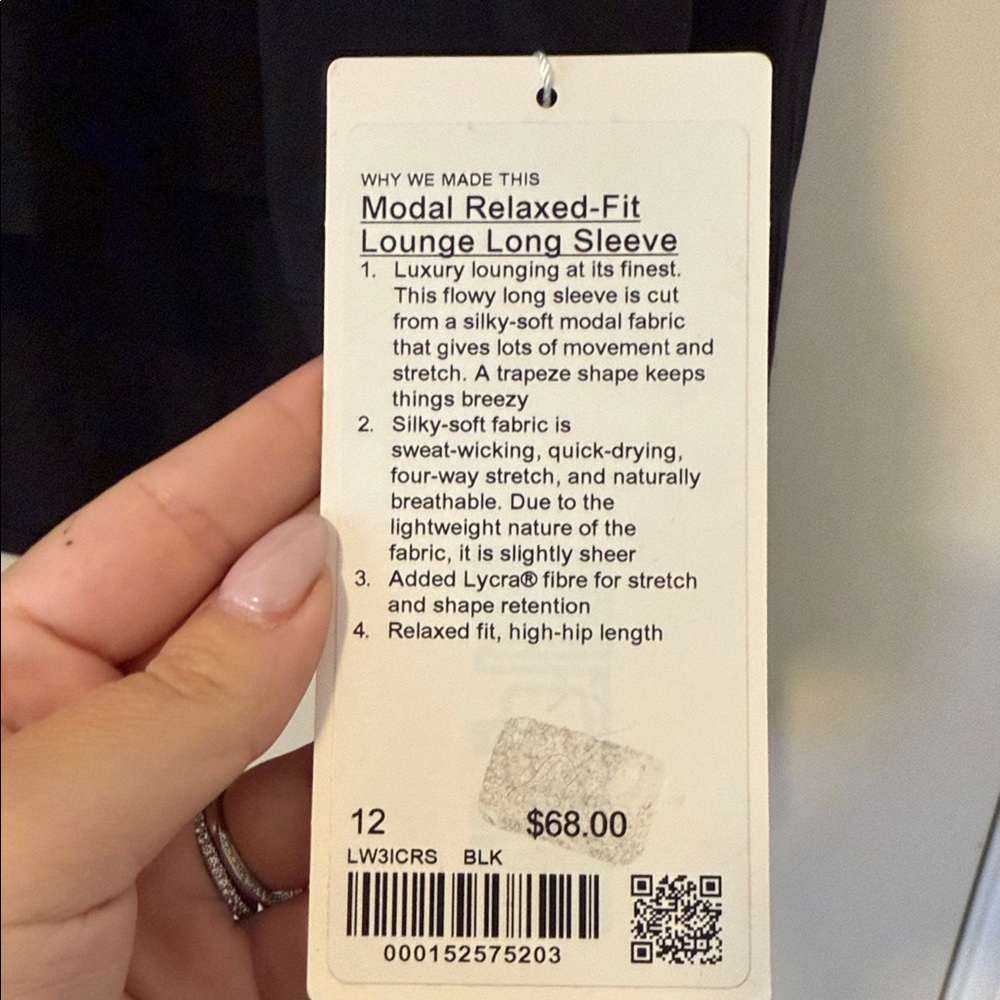 lululemon athletica Black Modal Relaxed Fit Lounge Long Sleeve - Picture 2 of 5